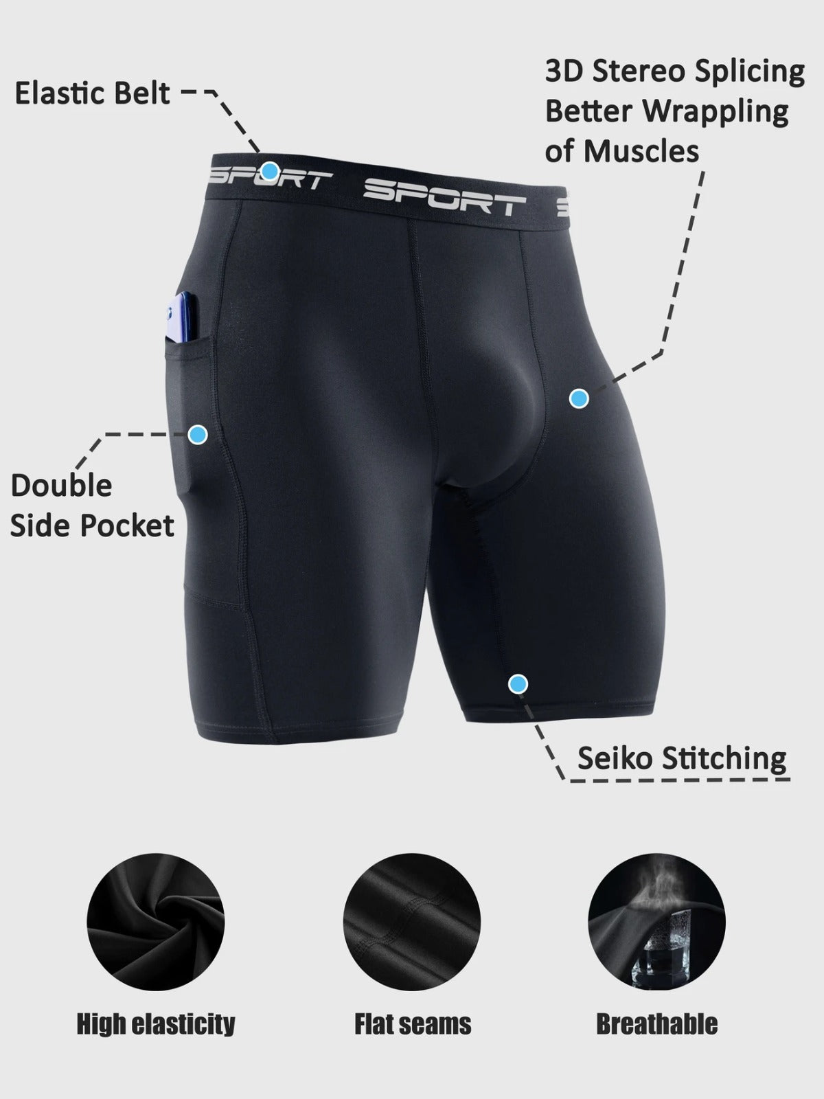 Men's Running Stretch Skinny Fit black