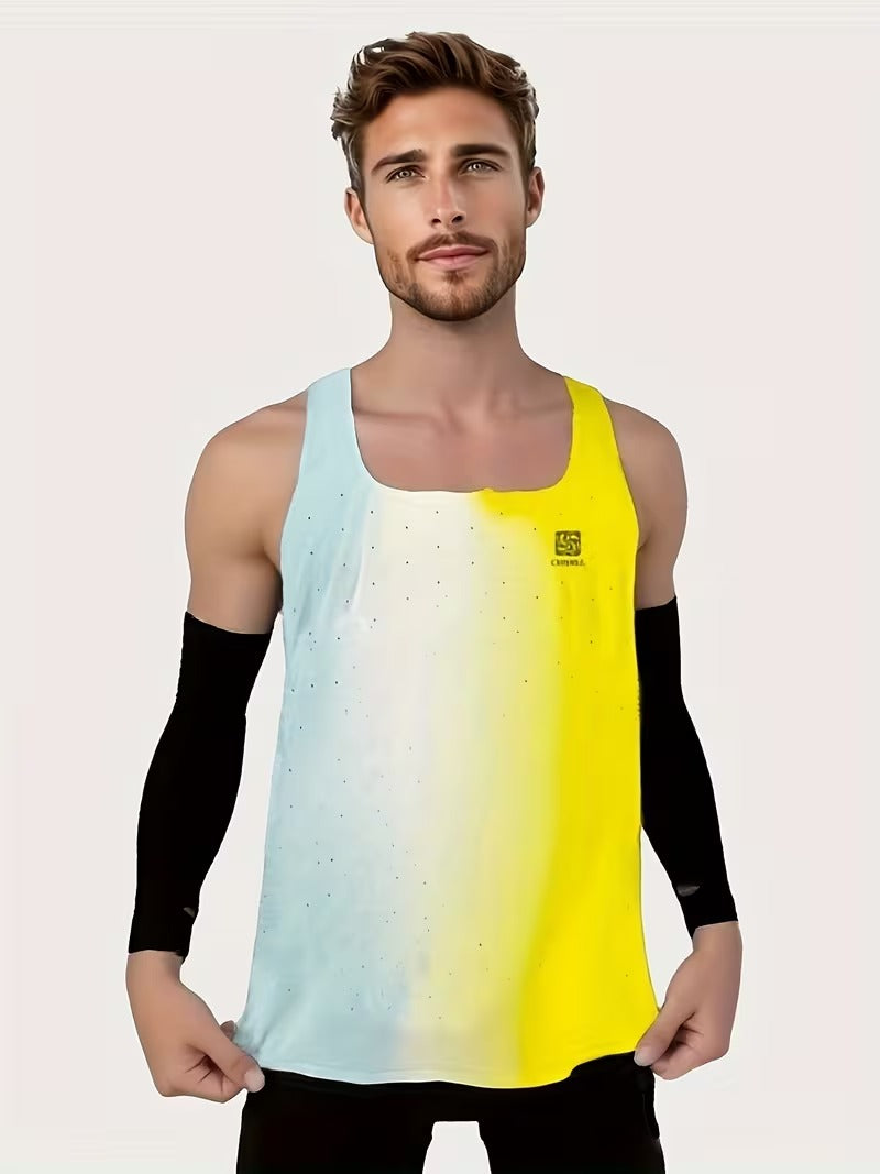 Men's professional marathon running sleeveless T-shirt fire color