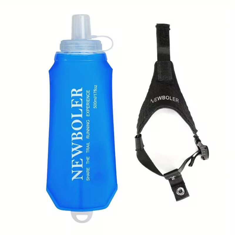Handheld 500ml Collapsible Soft Water Bottle with Adjustable Strap