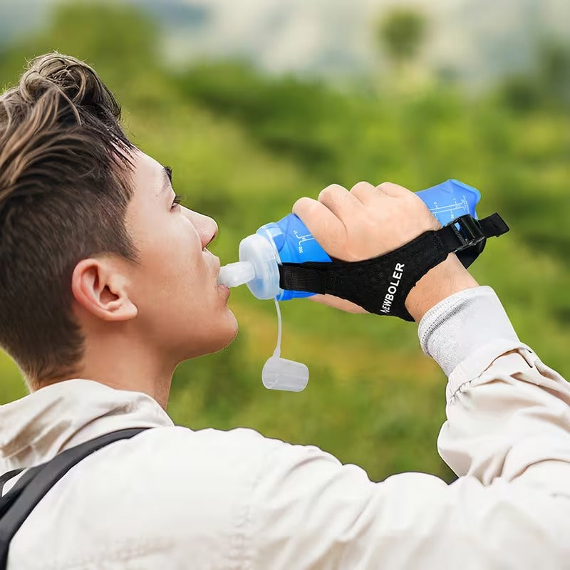 Handheld 500ml Collapsible Soft Water Bottle with Adjustable Strap
