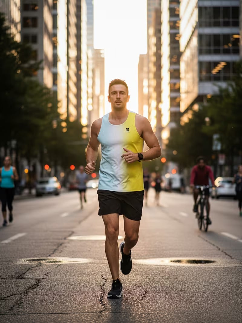 Men's professional marathon running sleeveless T-shirt fire color
