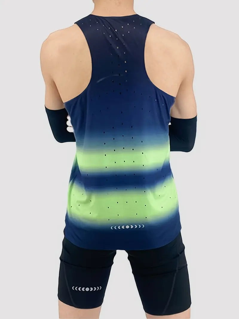 Men's Professional Marathon Running Sleeveless T-shirt Green