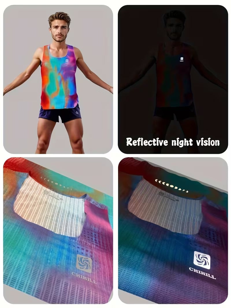 Men's Professional Marathon Running Sleeveless T-Shirt Colorful