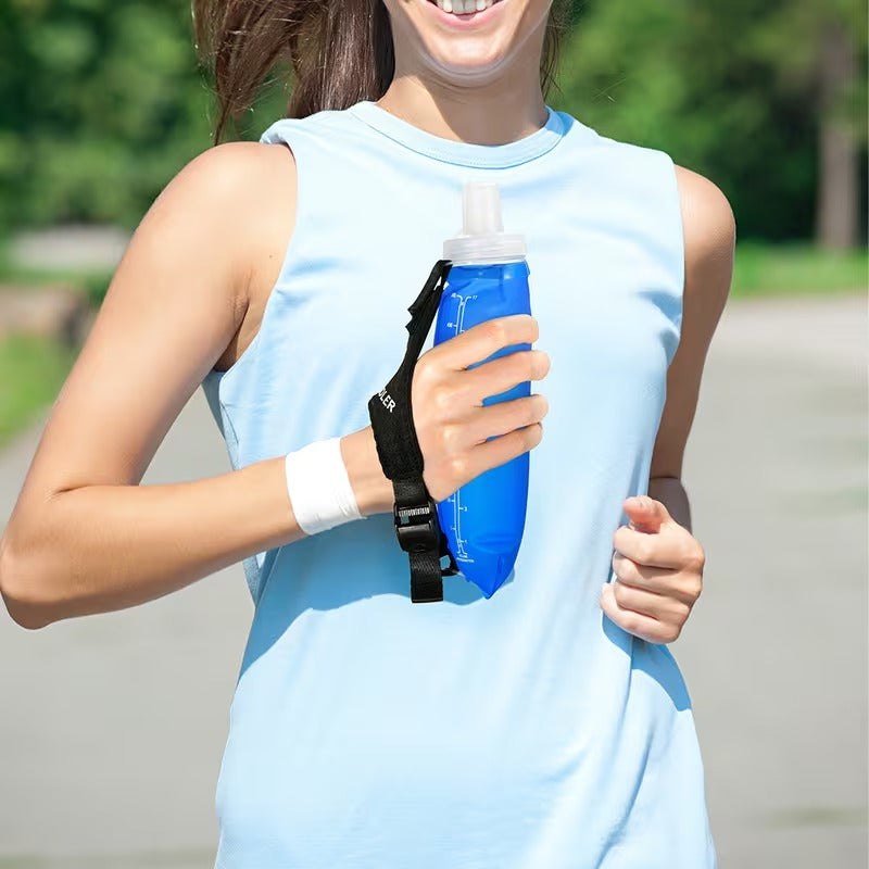Handheld 500ml Collapsible Soft Water Bottle with Adjustable Strap