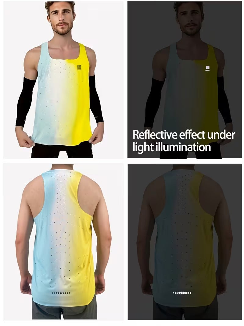 Men's professional marathon running sleeveless T-shirt fire color