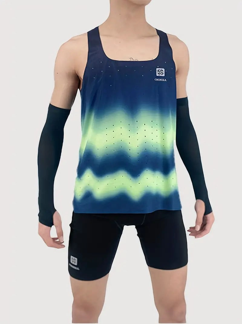 Men's Professional Marathon Running Sleeveless T-shirt Green