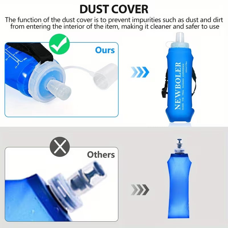 Handheld 500ml Collapsible Soft Water Bottle with Adjustable Strap