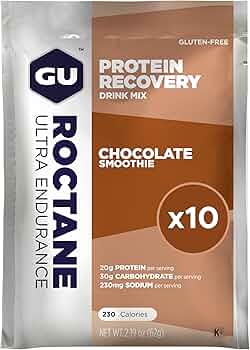 GU Energy Roctane Ultra Endurance Protein Recovery Drink Mix, 10 Single-Serving Packets, Chocolate Smoothie