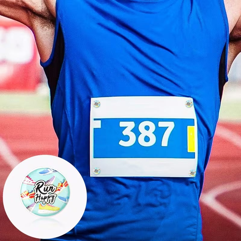 Bib number Clips run happy face