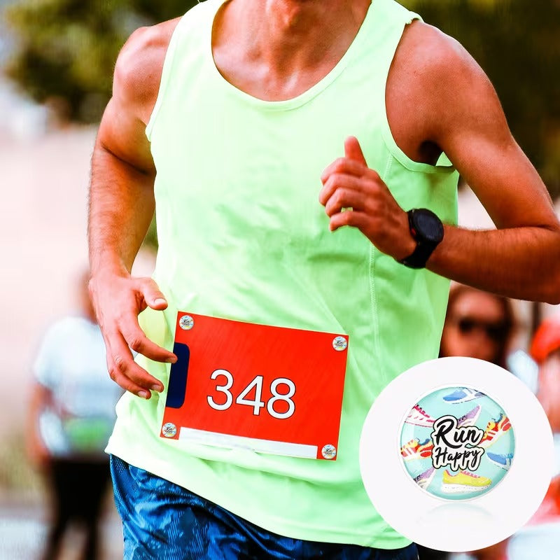 Bib number Clips run happy face