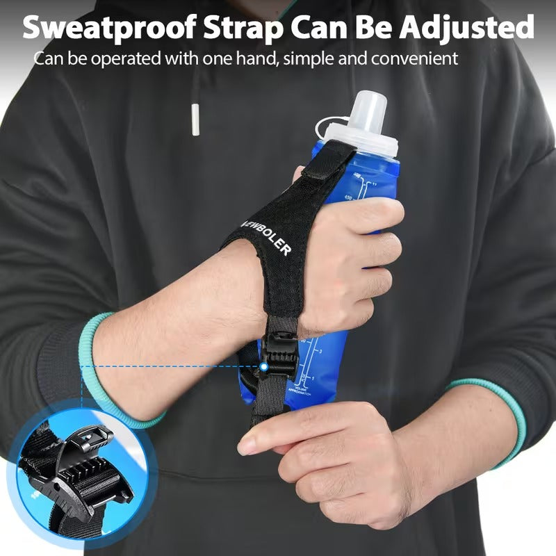 Handheld 500ml Collapsible Soft Water Bottle with Adjustable Strap