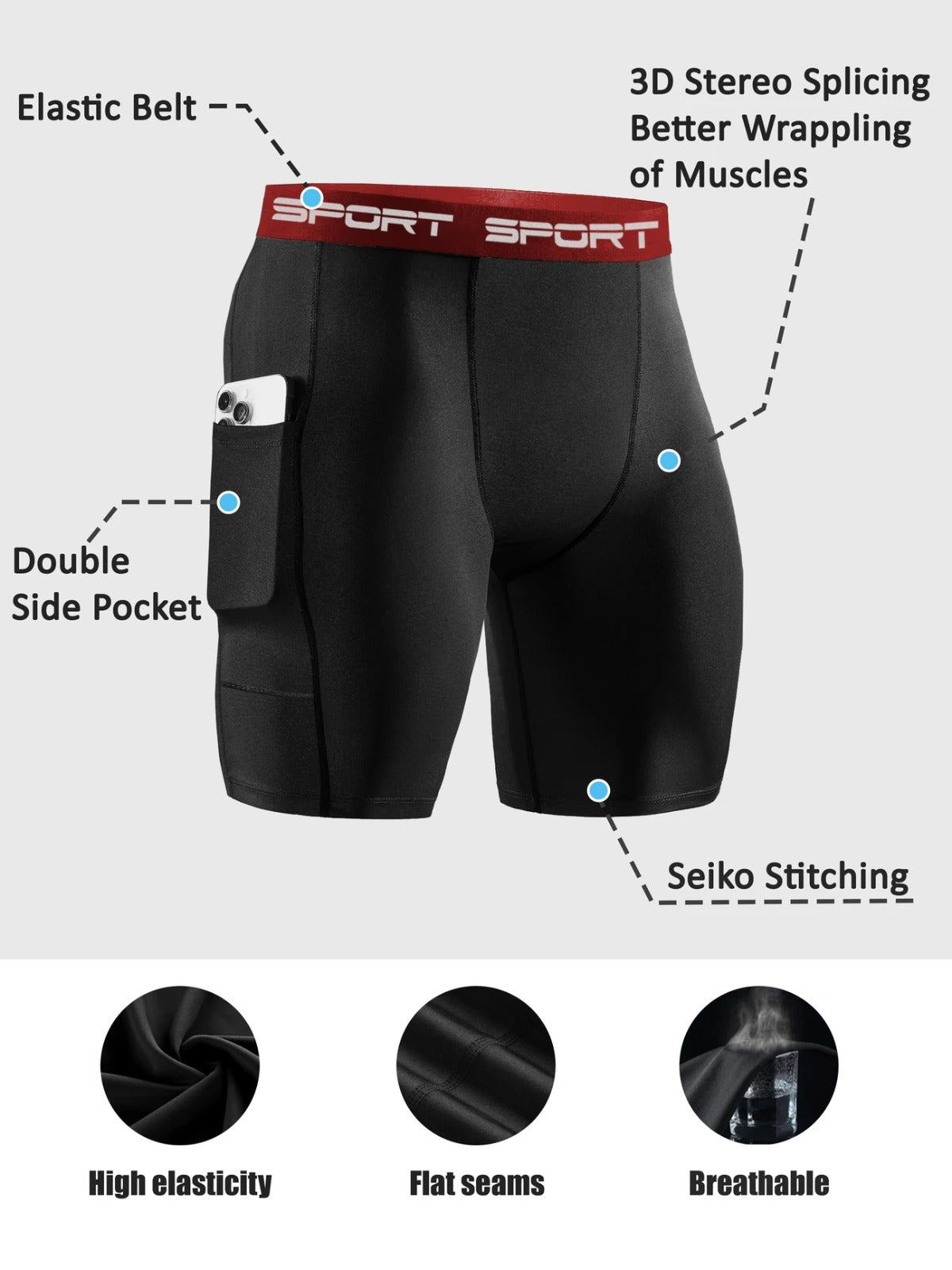 Men's Running Stretch Skinny Fit black